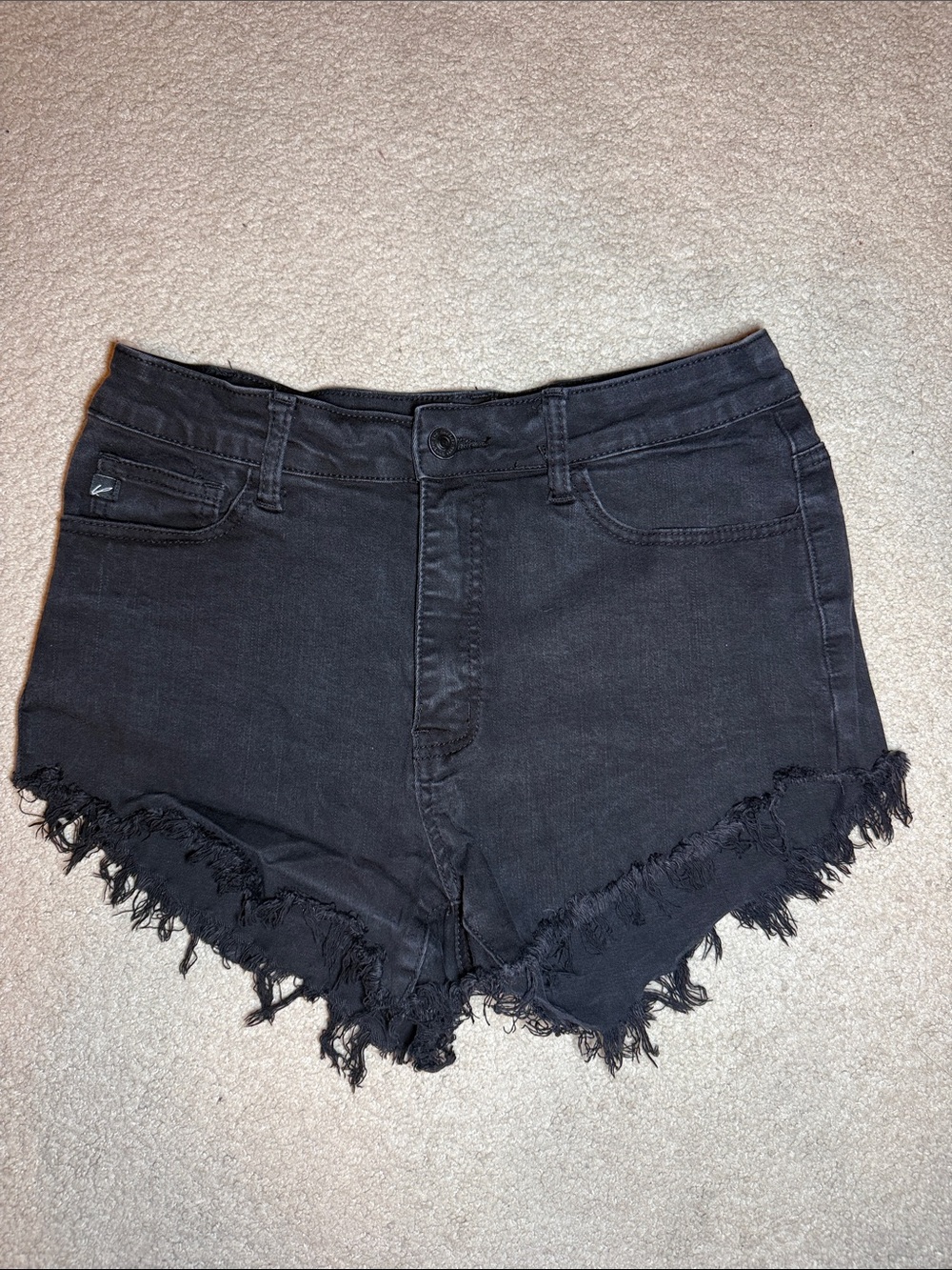 KanCan Black Frayed Hem Denim Shorts